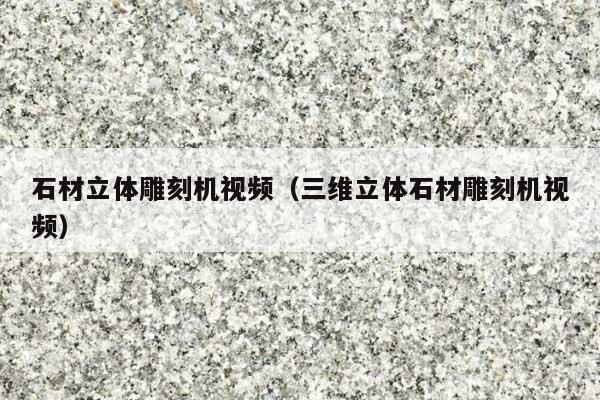 石材立体雕刻机视频(三维立体石材雕刻机视频)